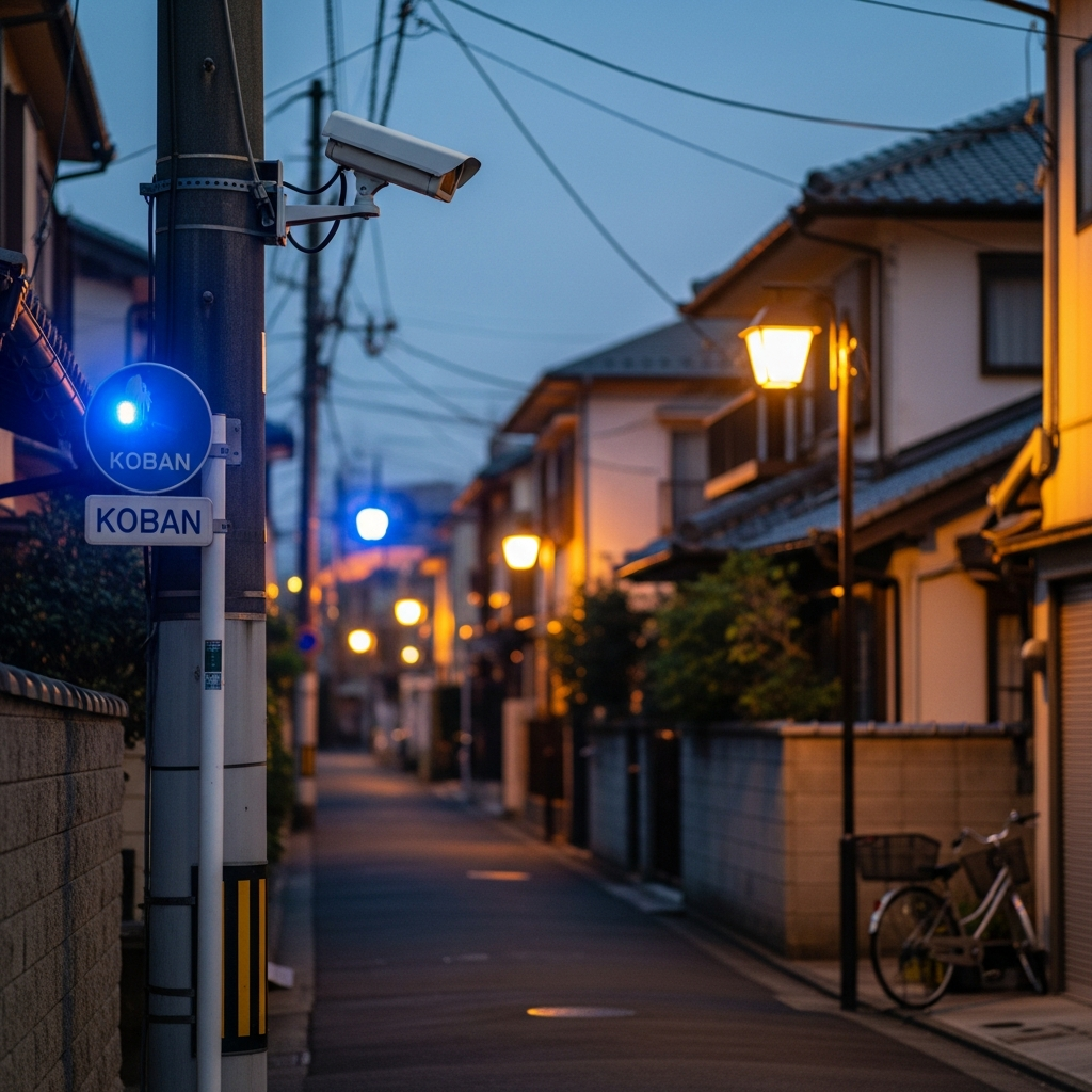 住吉区の住宅街と防犯カメラのイメージ